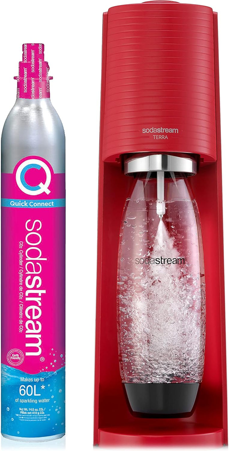 Terra Sparkling Water Maker with CO2 and Dishwasher Safe Bottle