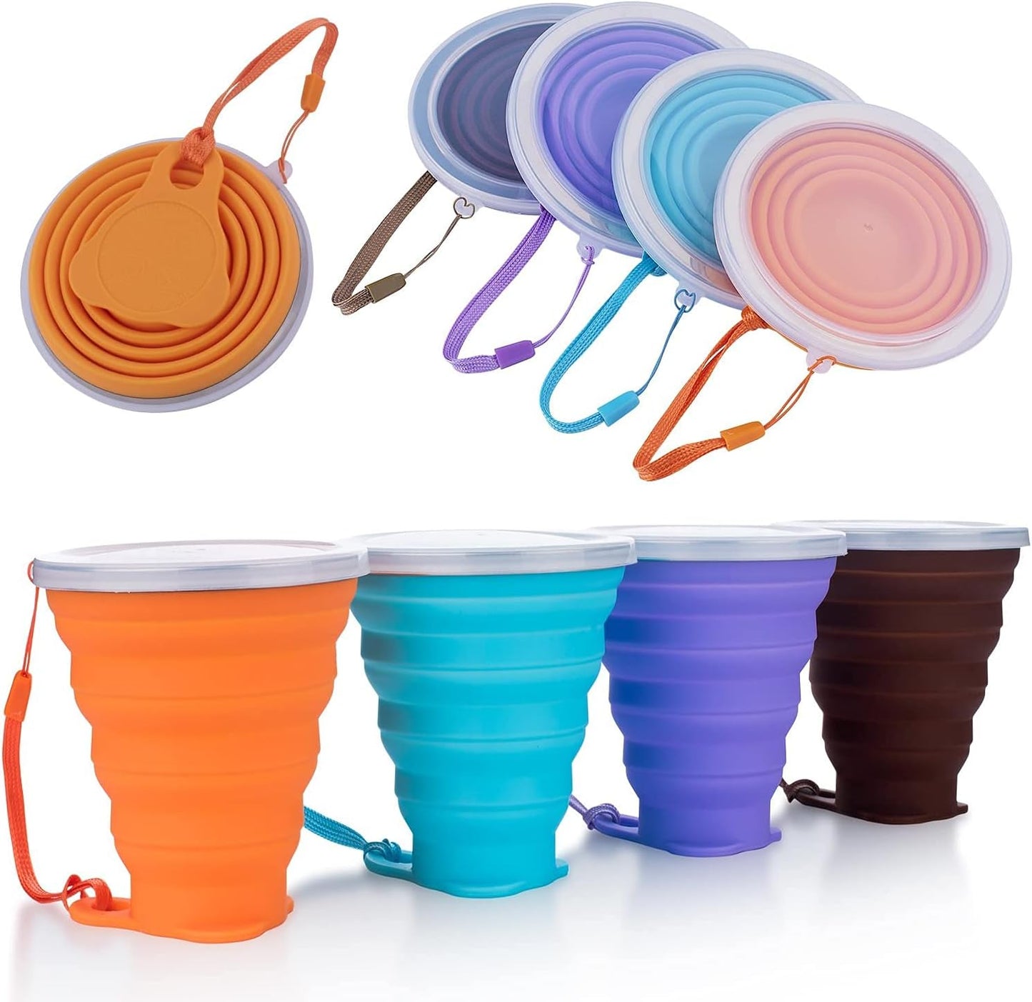 🥤 Collapsible Silicone Travel Cup with Lid – Portable, Expandable Drinking Cup (9.2 oz)