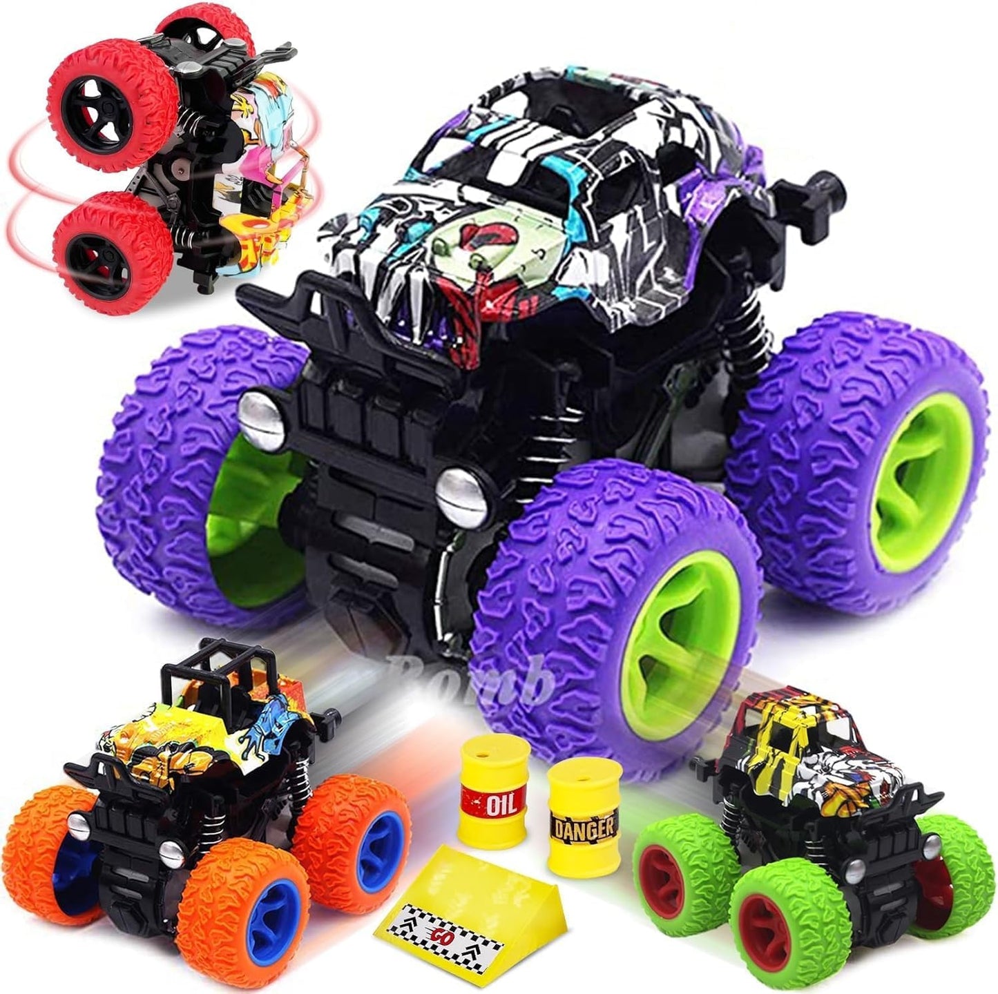 🚗™ Monster Trucks Toy Set – 3-Pack Friction-Powered Push & Go Vehicles for Kids Ages 3+