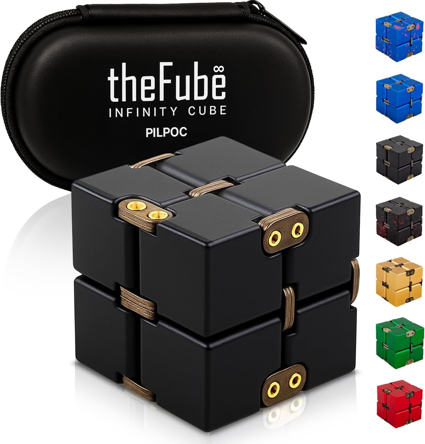 Thefube Infinity Cube Fidget Desk Toy - Aluminum Infinite Magic Cube with Case, Sturdy, Heavy, Relieve Stress and Anxiety, for ADD, ADHD, OCD (Green)