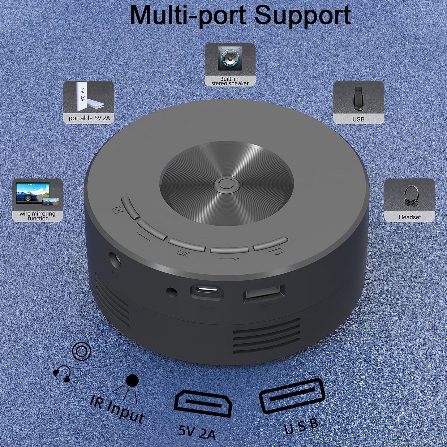 Portable Full HD 1080P Mini Projector – Movie & Video Streaming with Remote