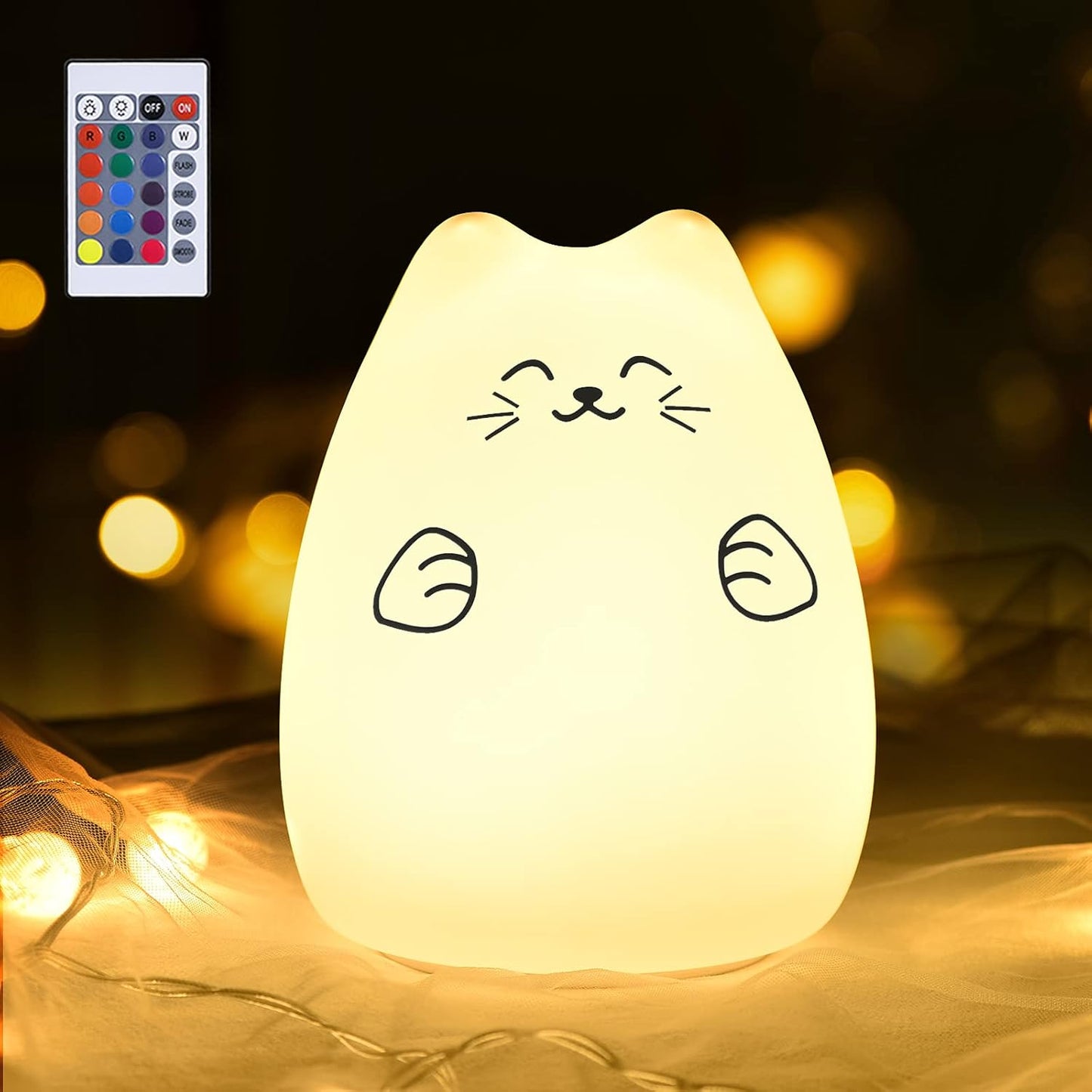 🐾 Kawaii Cat Night Light – Remote-Controlled Nursery Lamp & Gift for Girls (Ages 3+)