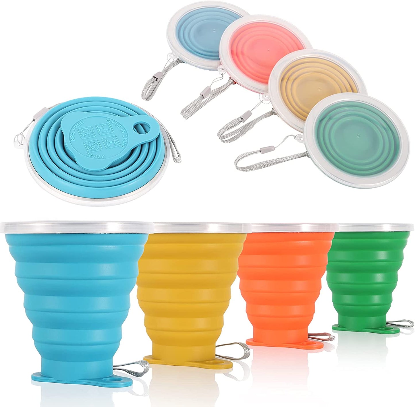 🥤 Collapsible Silicone Travel Cup with Lid – Portable, Expandable Drinking Cup (9.2 oz)