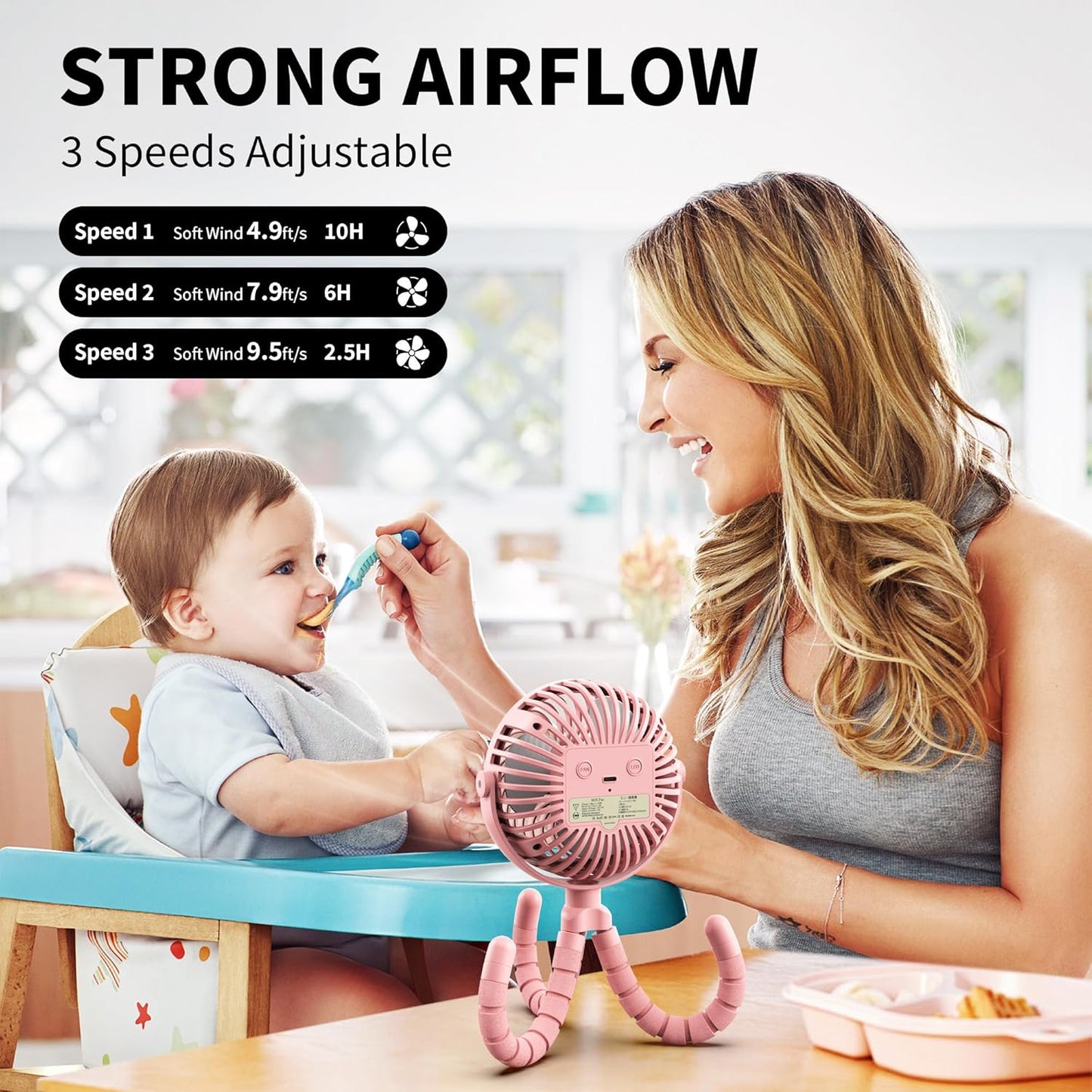 Whirl & Wander: Flexible Tripod Fan for On-the-Go Calm – Clip-On, Rotatable, Rechargeable Breeze Companion