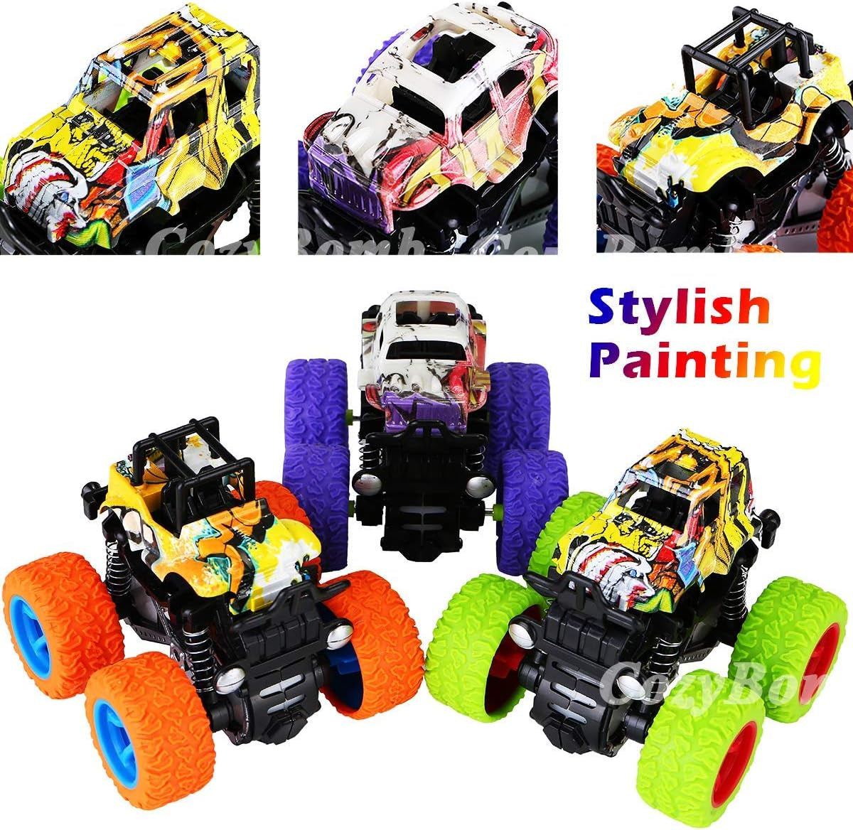 🚗™ Monster Trucks Toy Set – 3-Pack Friction-Powered Push & Go Vehicles for Kids Ages 3+