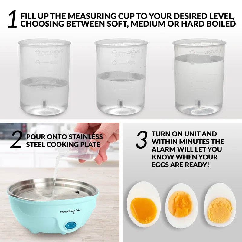 🥚 Retro Electric Egg Cooker – 7-Egg Capacity for Boiled, Poached, Scrambled & More | Built-In Alarm