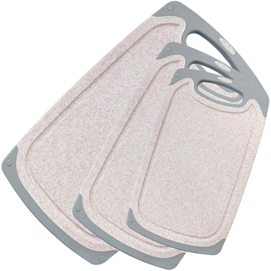 Cutting Board Set of 3 – BPA-Free, Dishwasher Safe with Juice Grooves & Handles