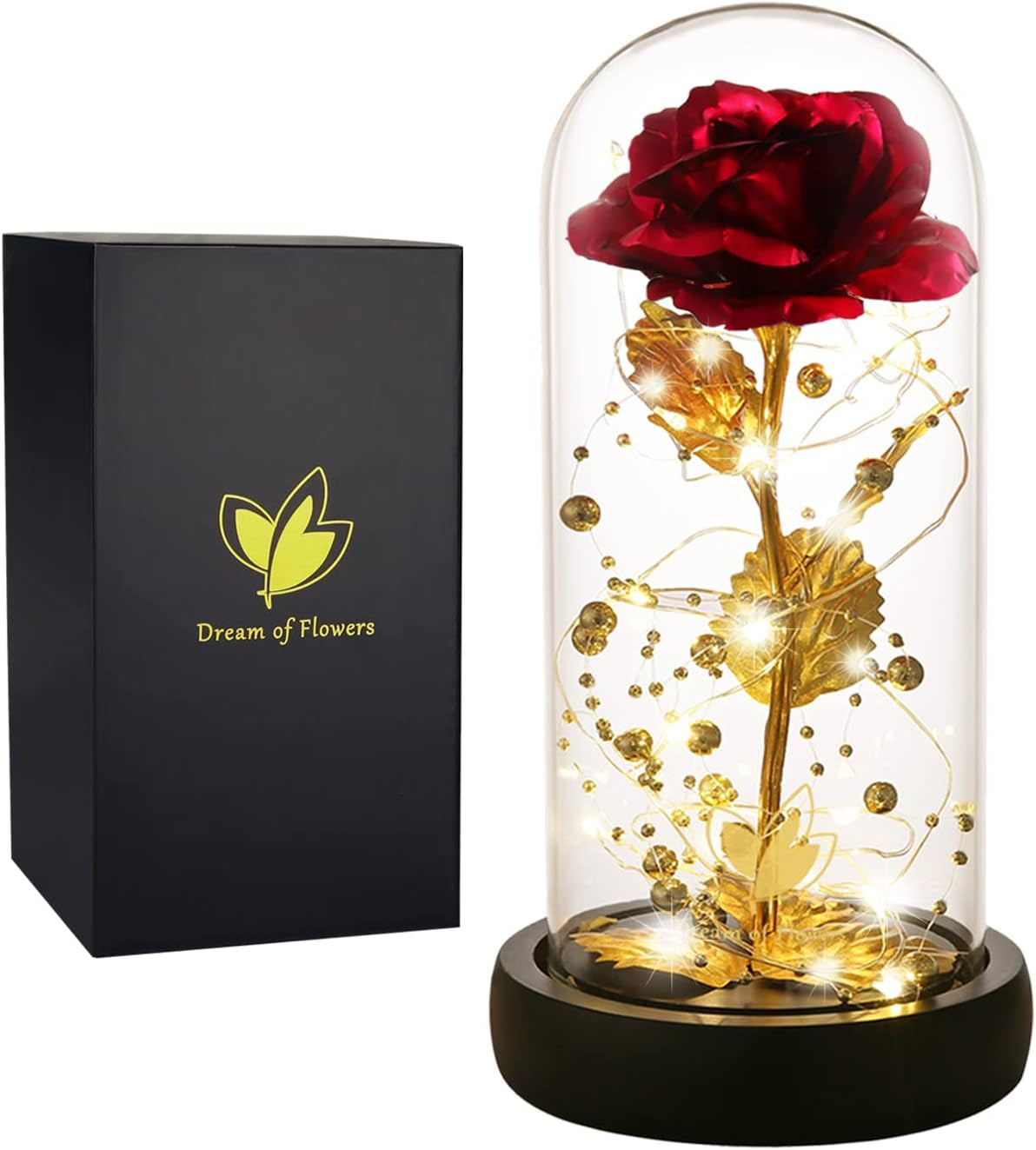 🌹 Galaxy Rose in Glass Dome – Light-Up Rainbow Flower Gift for Her, Birthday & Valentine’s Day