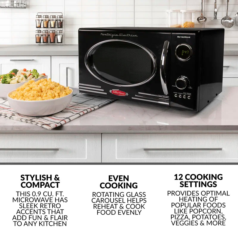Retro 19" 0.9 Cu Ft. 800-Watt Countertop Microwave Oven