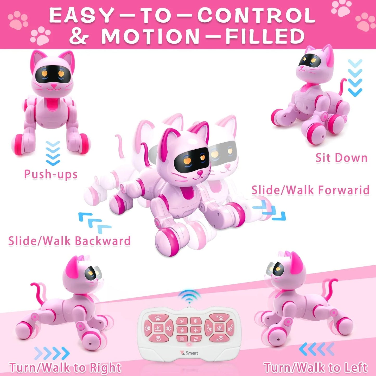 MechaMeow – Programmable Singing Robot Cat with LED Eyes & Touch Magic (Remote-Control Toy)