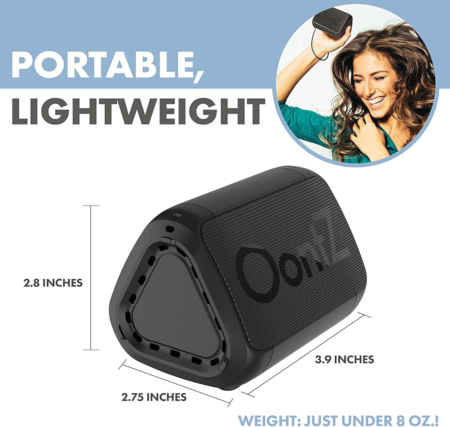 Oontz Angle Solo Portable Bluetooth Speaker 5.0-5W Sound, 10-Hr Battery, 100Ft Wireless Range, IPX5 Water-Resistant Speaker for Travel, Party, Outdoor or Home
