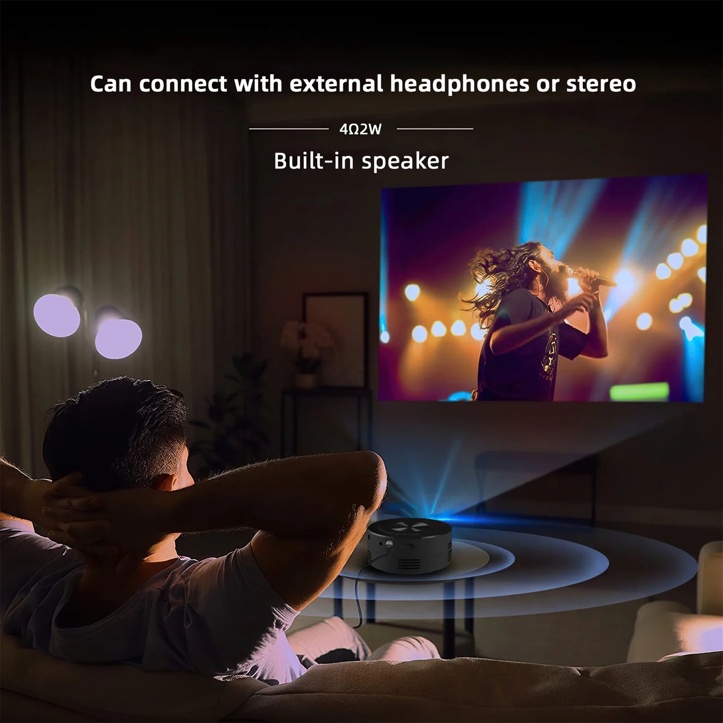 Portable Full HD 1080P Mini Projector – Movie & Video Streaming with Remote