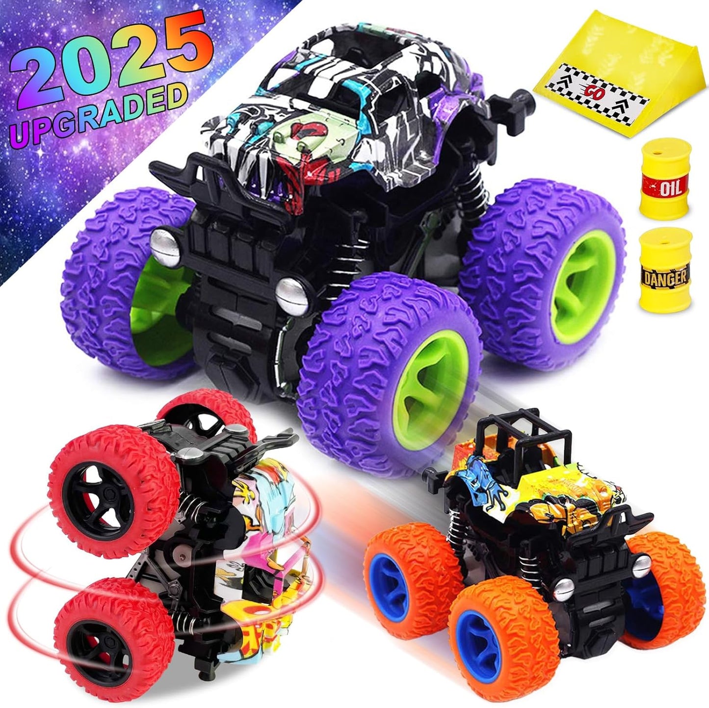 🚗™ Monster Trucks Toy Set – 3-Pack Friction-Powered Push & Go Vehicles for Kids Ages 3+