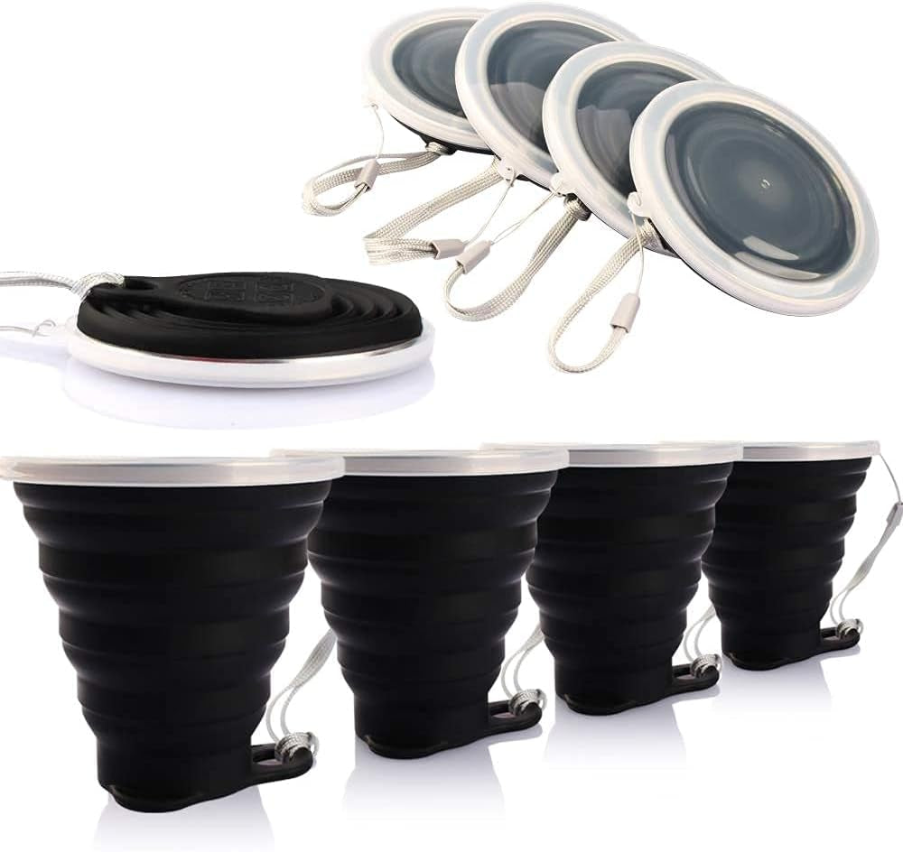 🥤 Collapsible Silicone Travel Cup with Lid – Portable, Expandable Drinking Cup (9.2 oz)