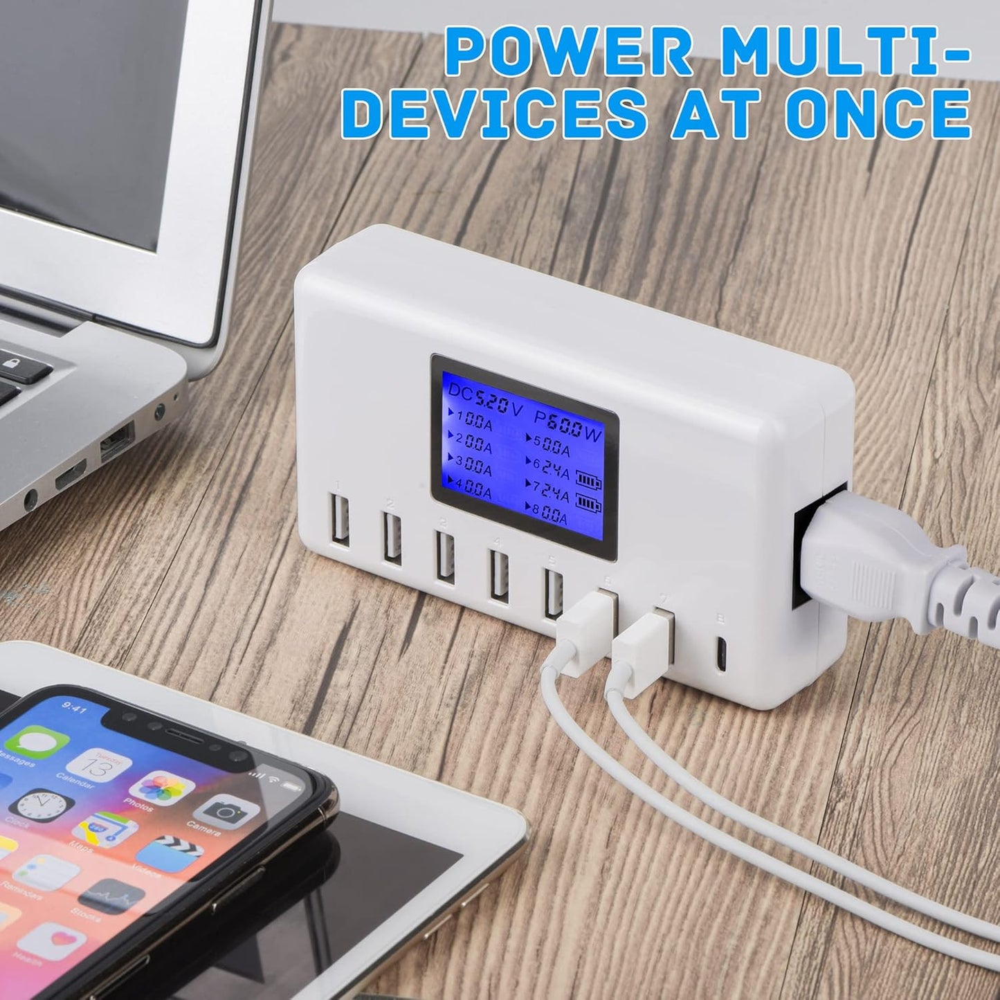 USB Charger, 60W 12A 8-Port USB Charging Station Multi Port USB Hub Charger