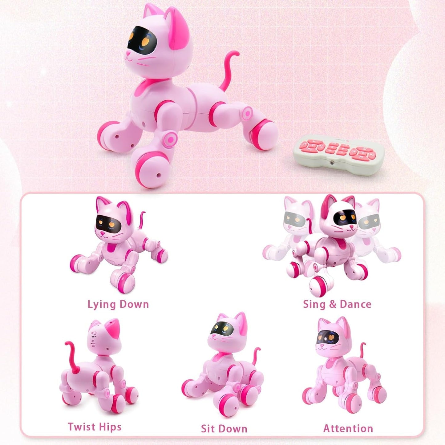 MechaMeow – Programmable Singing Robot Cat with LED Eyes & Touch Magic (Remote-Control Toy)