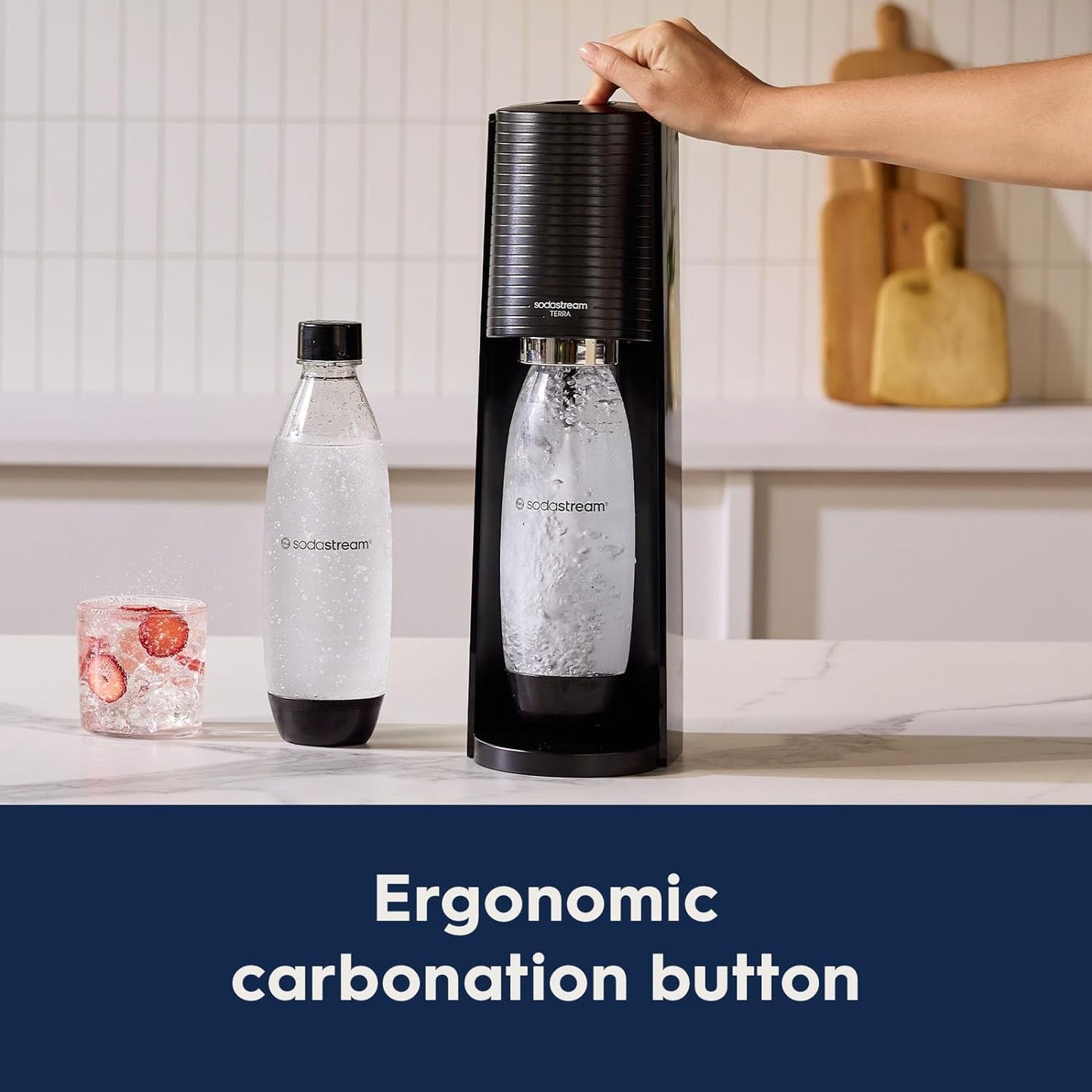 Terra Sparkling Water Maker with CO2 and Dishwasher Safe Bottle