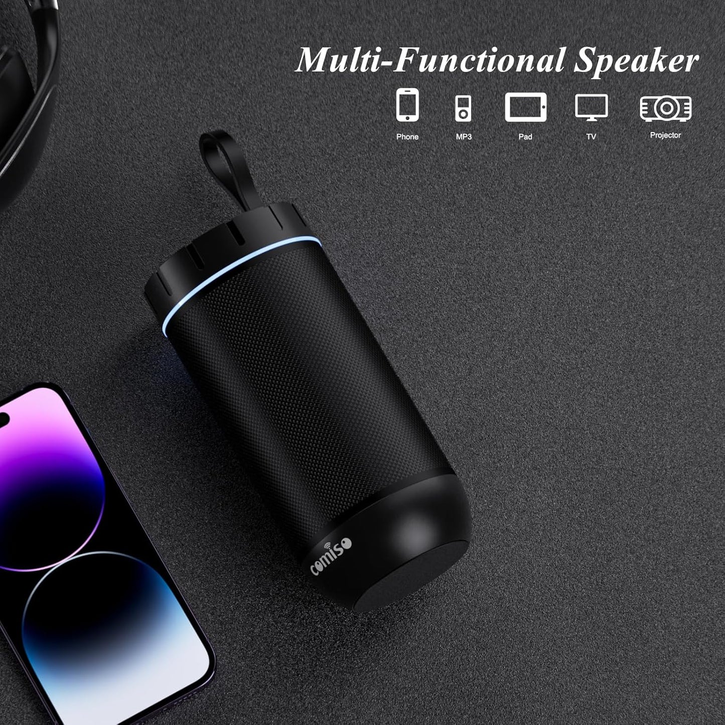 White Glow Bluetooth Speaker – Waterproof, Punchy Bass, 360° Stereo, 24-Hour Playtime, Made for Movement & Moments