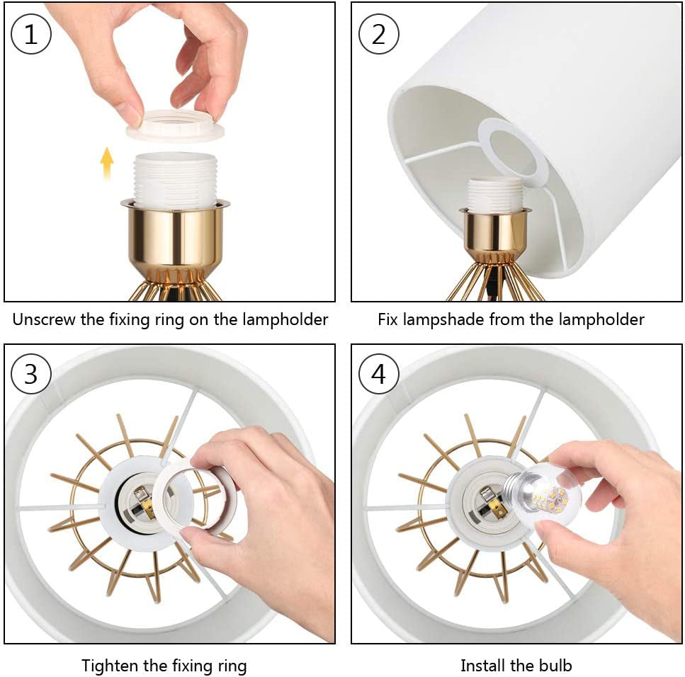 ✨ Gold Table Lamp – Modern Desk Lamp with Linen Shade & Open Base for Bedroom or Living Room