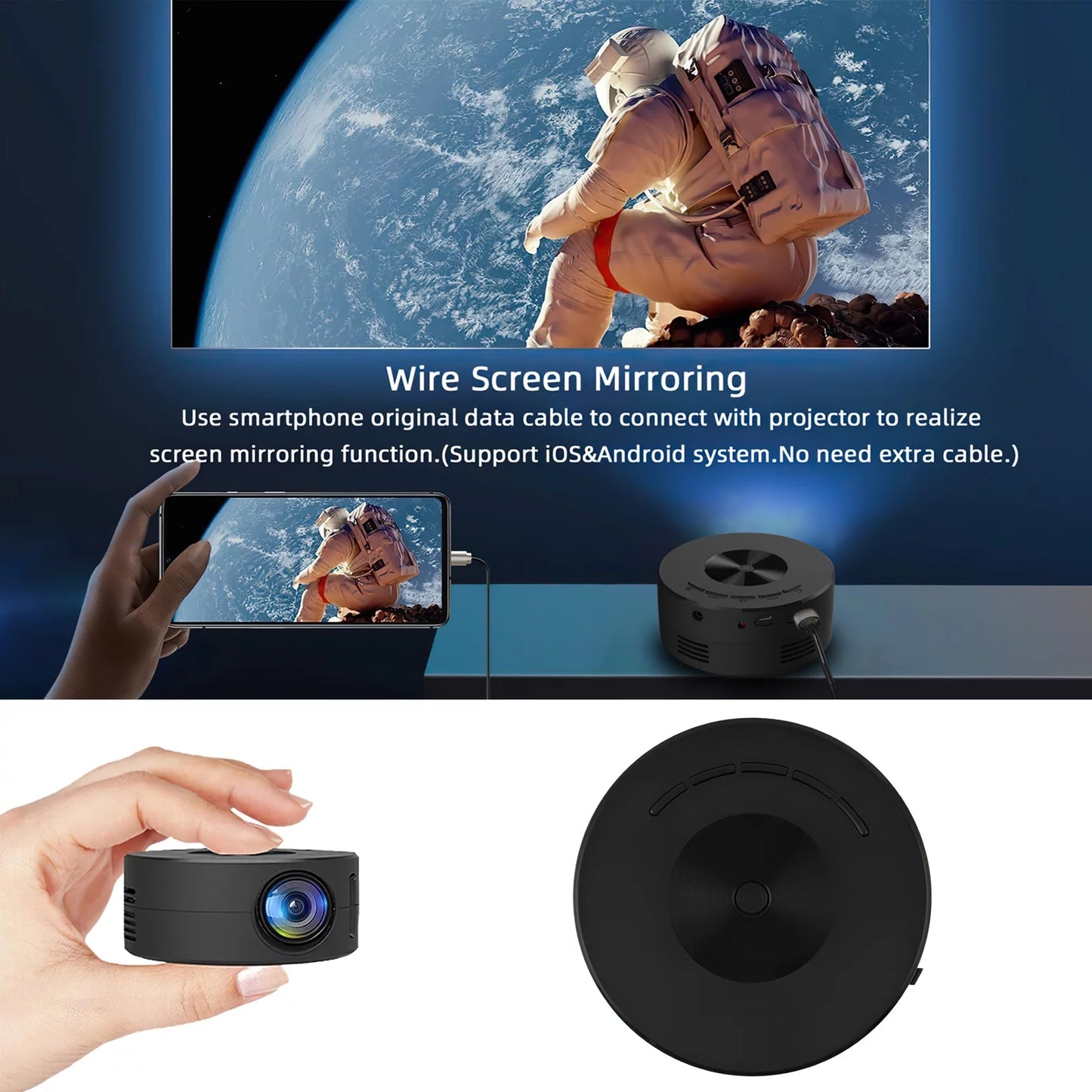 Portable Full HD 1080P Mini Projector – Movie & Video Streaming with Remote