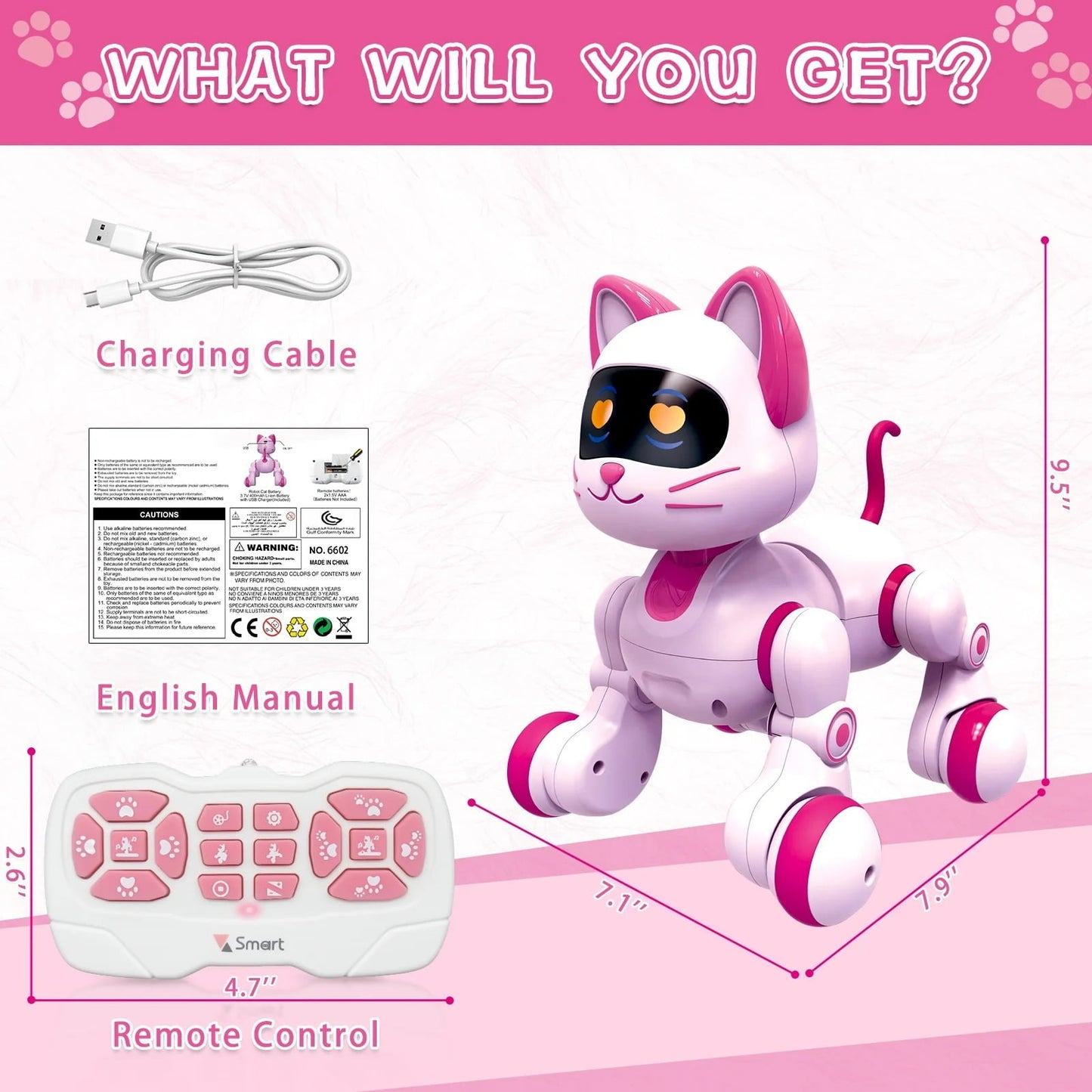 MechaMeow – Programmable Singing Robot Cat with LED Eyes & Touch Magic (Remote-Control Toy)