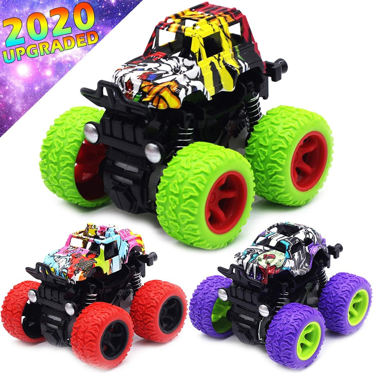 🚗™ Monster Trucks Toy Set – 3-Pack Friction-Powered Push & Go Vehicles for Kids Ages 3+