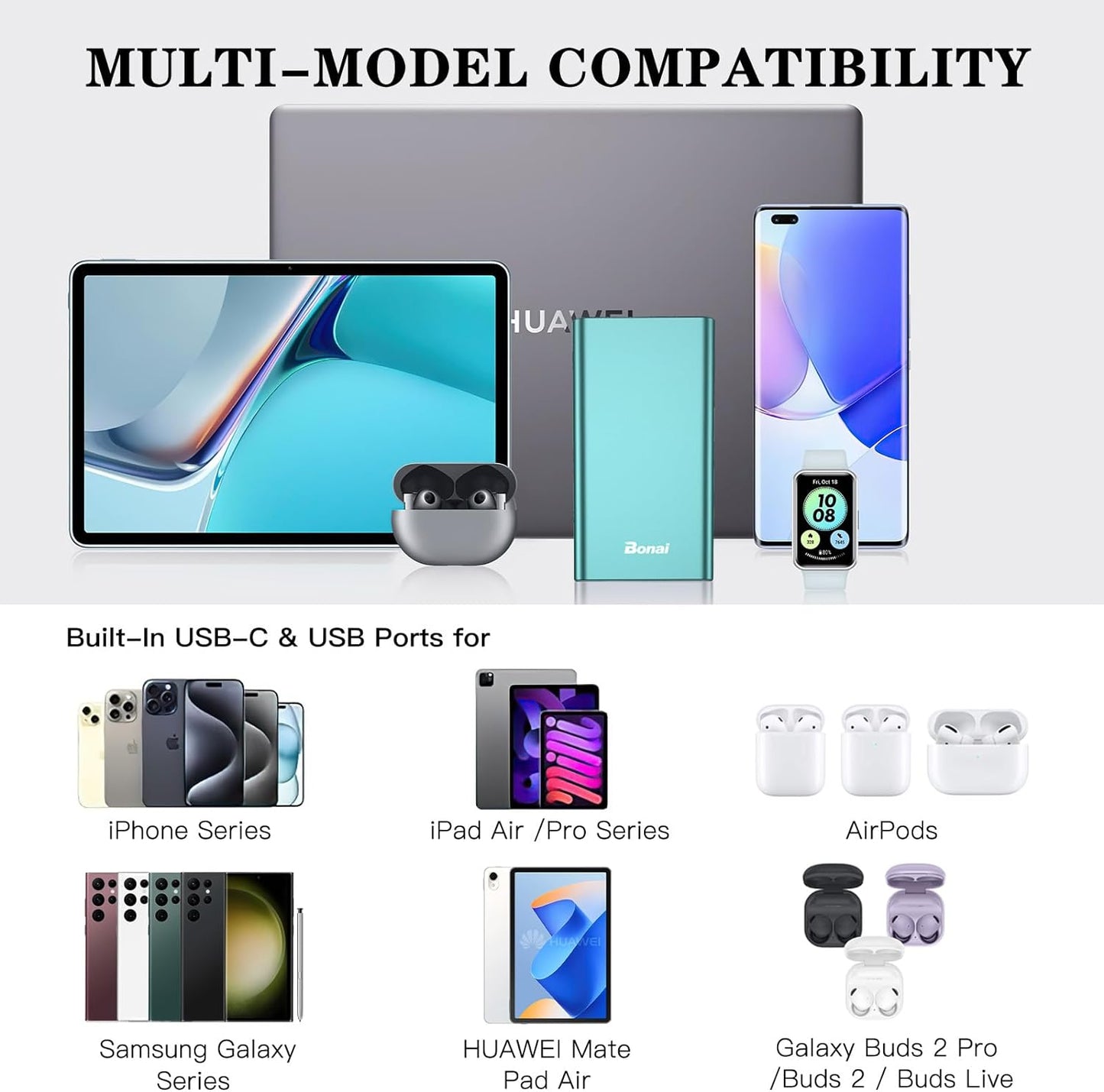 🔋 12,000mAh Portable Power Bank – Fast Charging with USB-C & USB Ports, for iPhone, Android, iPad (Multi-Color Options)