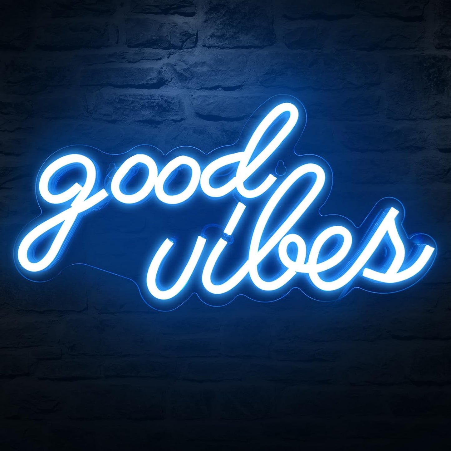 💡 “Good Vibes” Neon Sign – USB-Powered Ice Blue Wall Light for Bedroom & Dorm Decor (16.1" x 8.3")