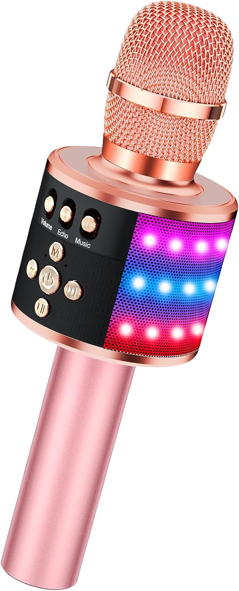 ✨ Portable Bluetooth Karaoke Microphone – Q78 Gold with Built-In Speaker, Echo Effect & LED Lights – Perfect for Parties, Gifts & On-the-Go Fun
