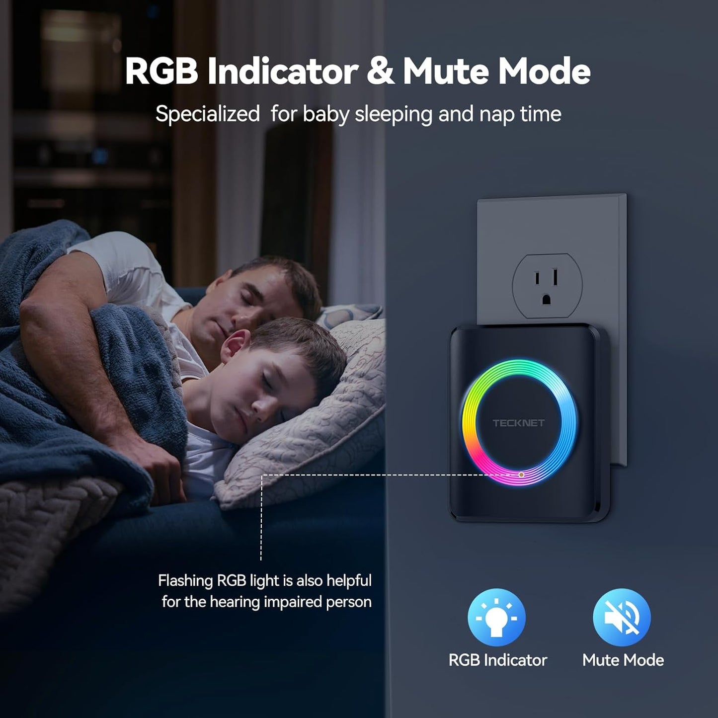 Wireless Doorbell with 2 Receivers – Waterproof, Long Range, RGB Light & Adjustable Volume