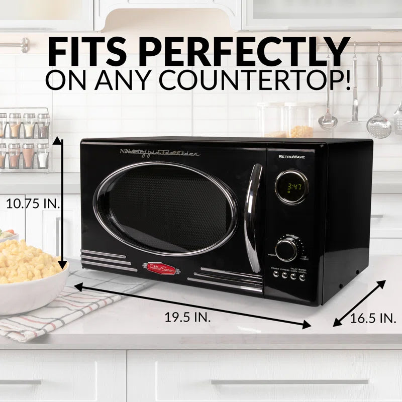 Retro 19" 0.9 Cu Ft. 800-Watt Countertop Microwave Oven