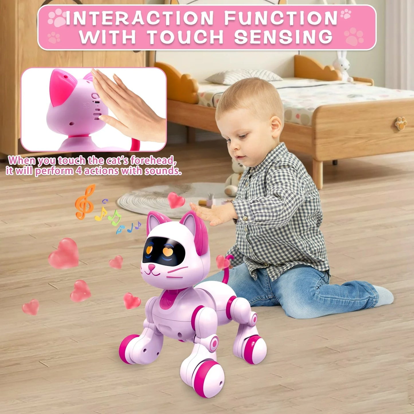 MechaMeow – Programmable Singing Robot Cat with LED Eyes & Touch Magic (Remote-Control Toy)