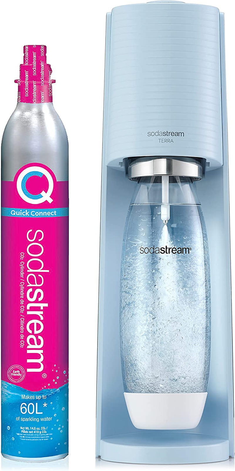 Terra Sparkling Water Maker with CO2 and Dishwasher Safe Bottle