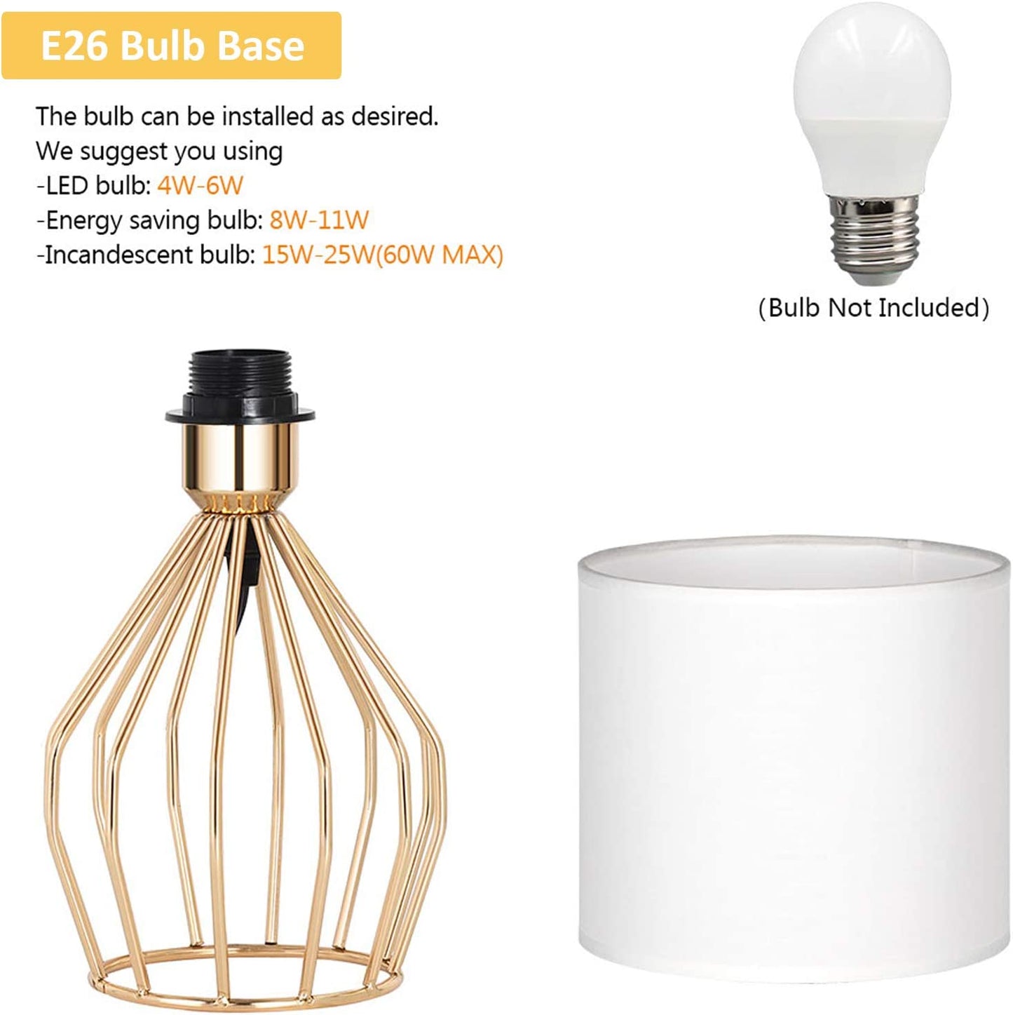 ✨ Gold Table Lamp – Modern Desk Lamp with Linen Shade & Open Base for Bedroom or Living Room