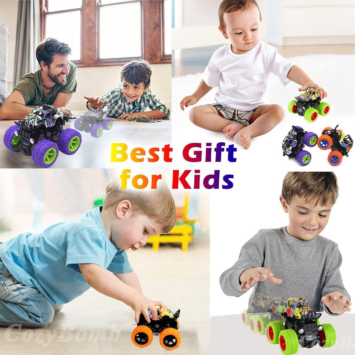 🚗™ Monster Trucks Toy Set – 3-Pack Friction-Powered Push & Go Vehicles for Kids Ages 3+