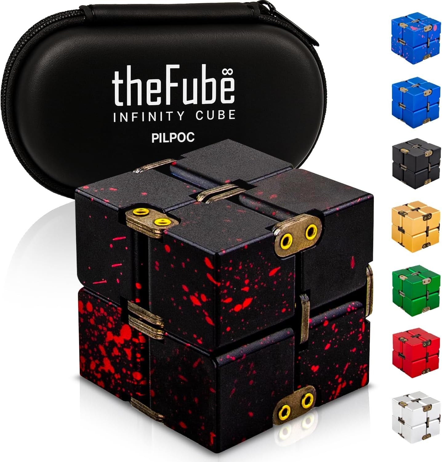 Thefube Infinity Cube Fidget Desk Toy - Aluminum Infinite Magic Cube with Case, Sturdy, Heavy, Relieve Stress and Anxiety, for ADD, ADHD, OCD (Green)