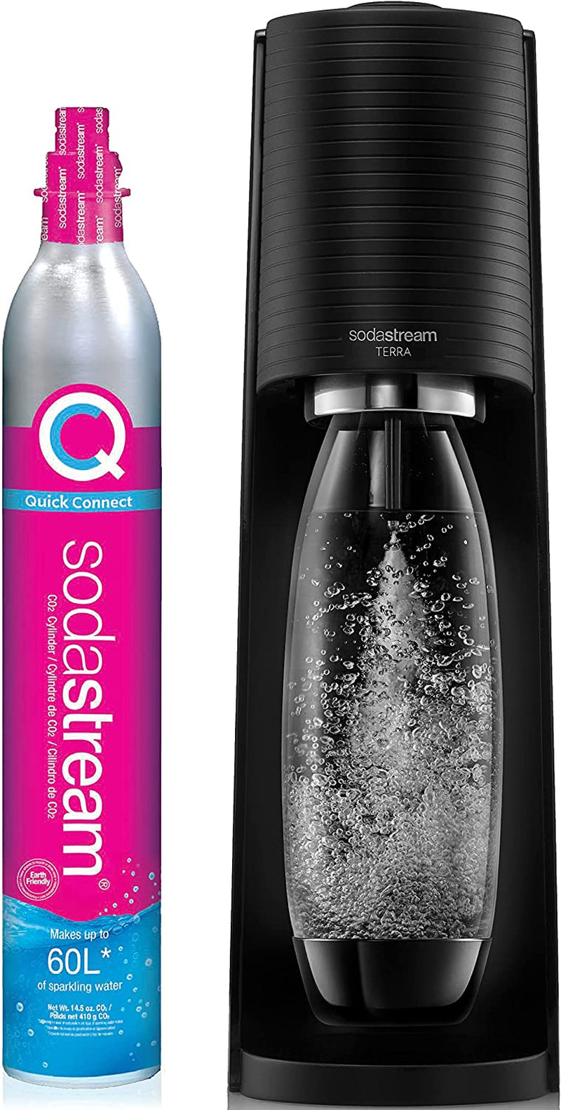 Terra Sparkling Water Maker with CO2 and Dishwasher Safe Bottle