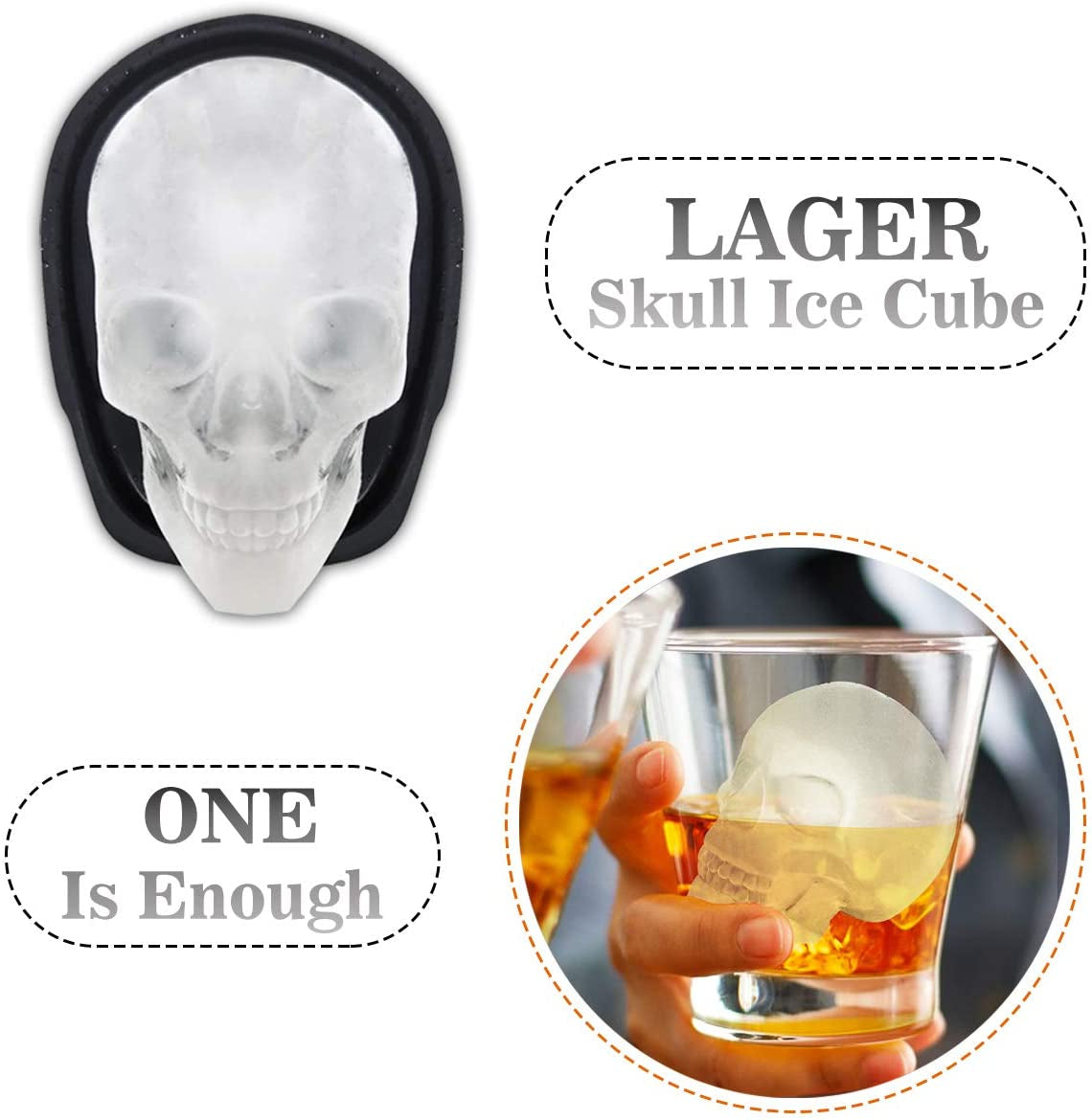 Skull Ice Mold – XL Silicone Cube for Whiskey, Resin & Chocolate (1 Pc + Funnel)