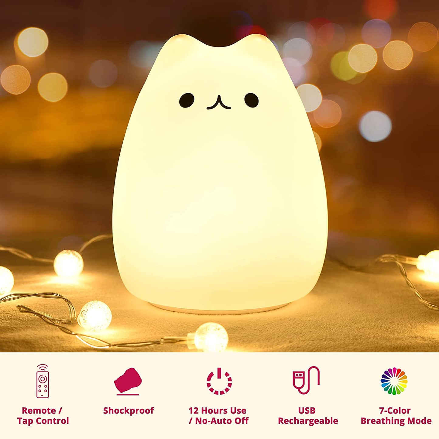 🐾 Kawaii Cat Night Light – Remote-Controlled Nursery Lamp & Gift for Girls (Ages 3+)