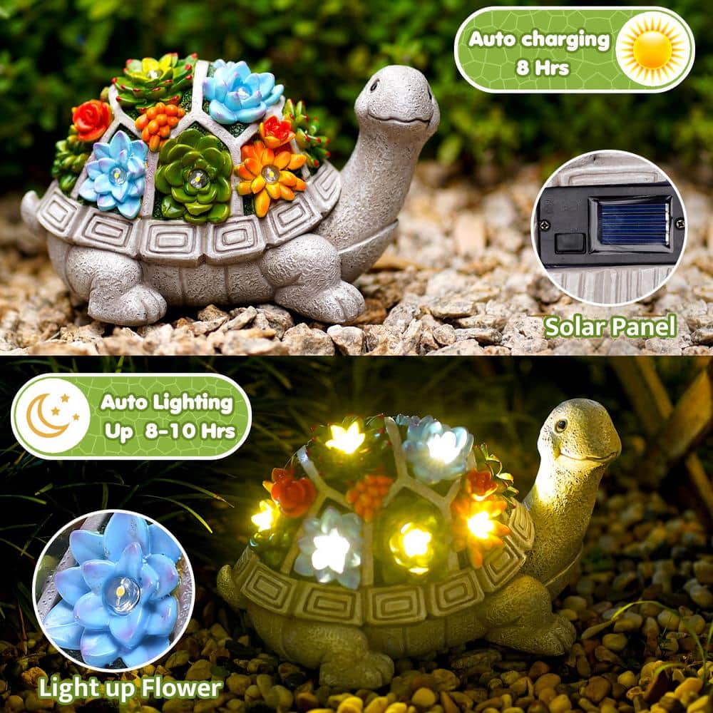 Solar Turtle Statue - Garden Decor Yard Art Ornament Cute Turtle Gifts