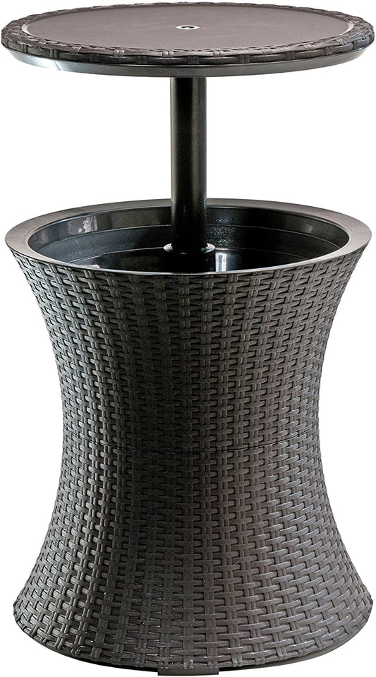 Outdoor Patio Cool Bar Table – 7.5 Gallon Beer & Wine Cooler with Espresso Finish – Perfect for Hot Tub or Backyard Lounging