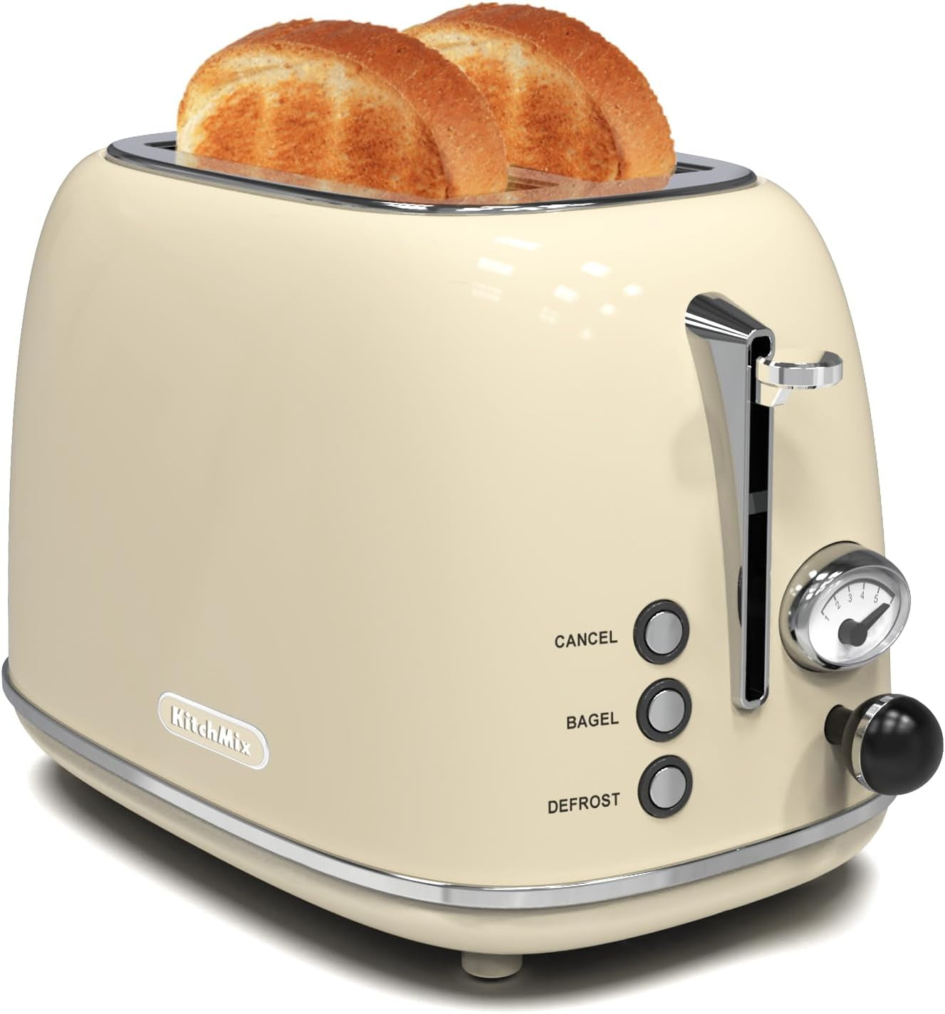 Retro Toaster – 2-Slice Stainless Steel with Wide Slots & Mood Settings