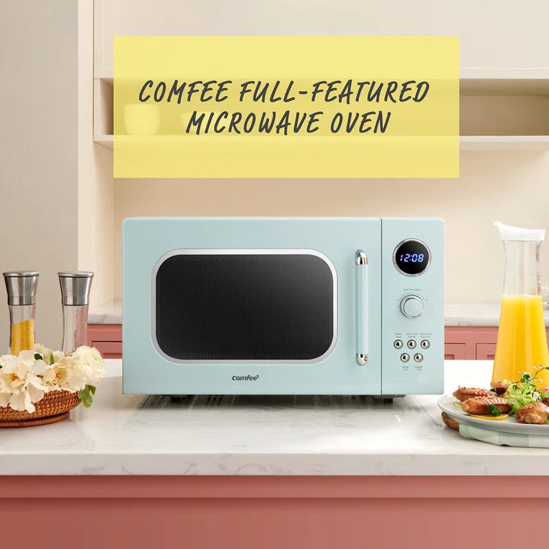 Retro 900W Microwave – 0.9 Cu. Ft. of Compact Cool for Your Countertop