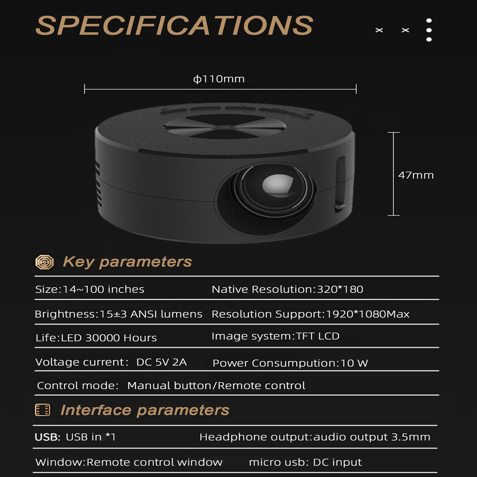 Portable Full HD 1080P Mini Projector – Movie & Video Streaming with Remote