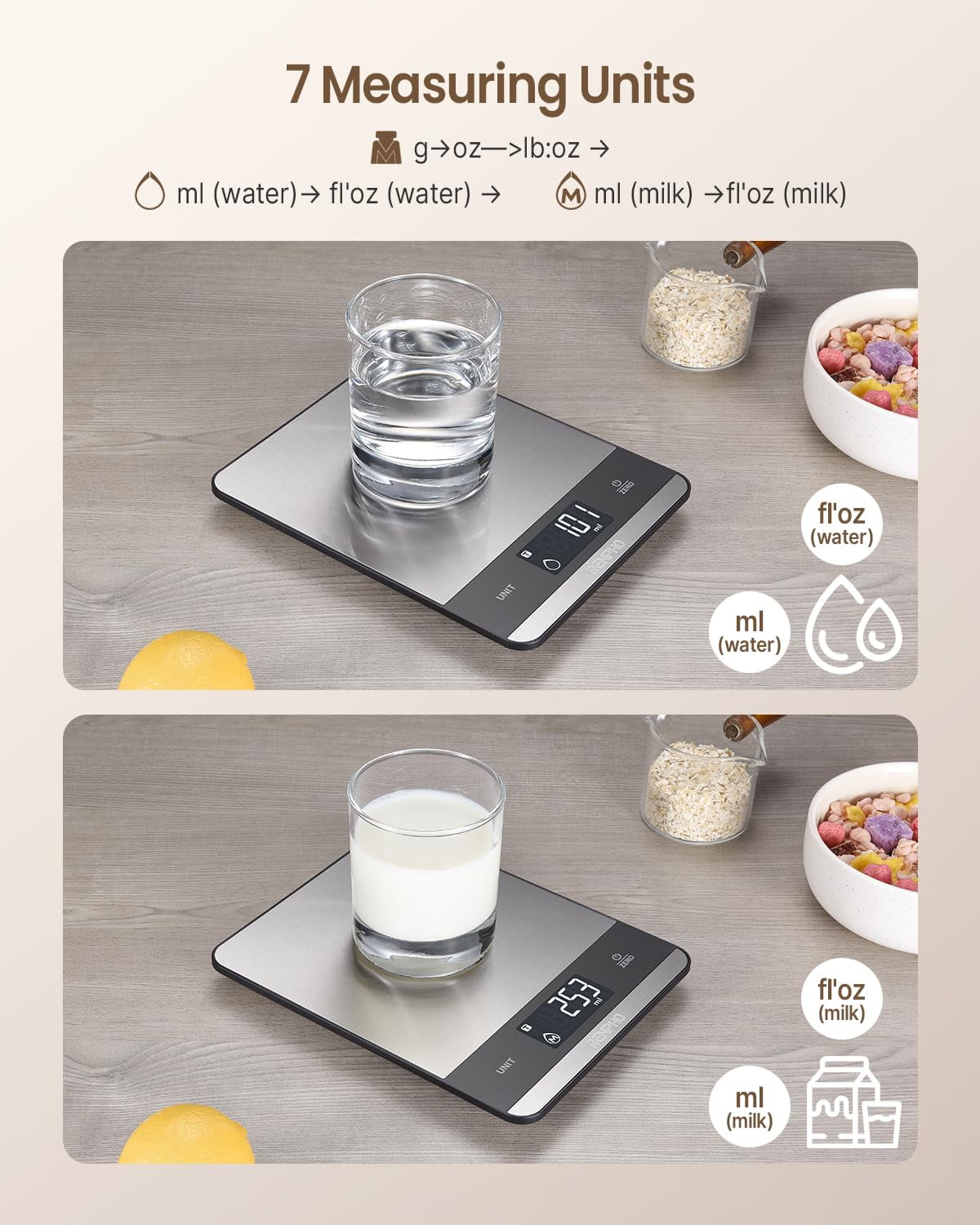 Featherlight Precision: Stainless Digital Scale with Tare & 7 Units