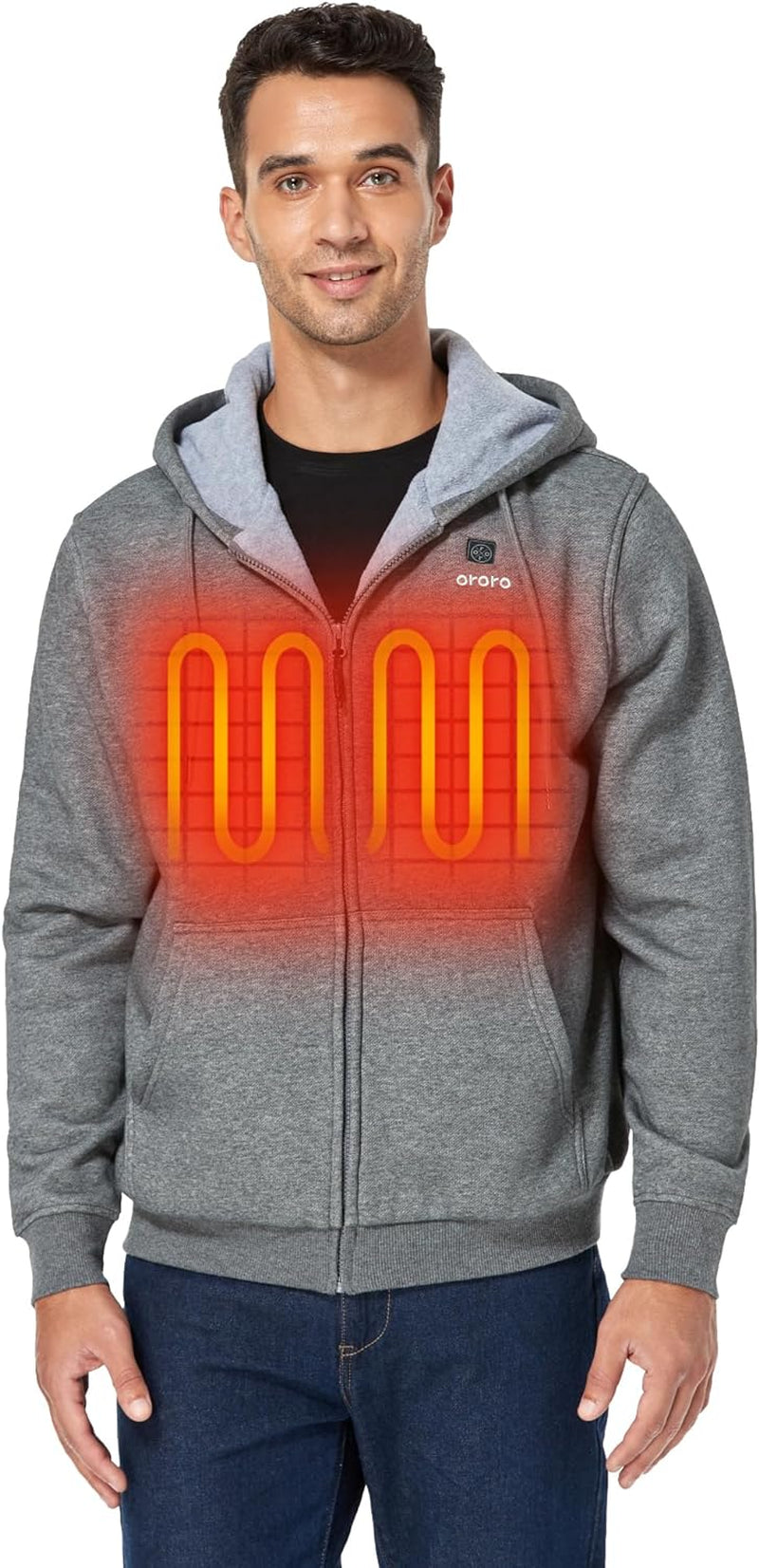 Heated Hoodie with Battery, Fleece Full-Zip Heated Sweatshirt Hoodie (Charger Not Included)