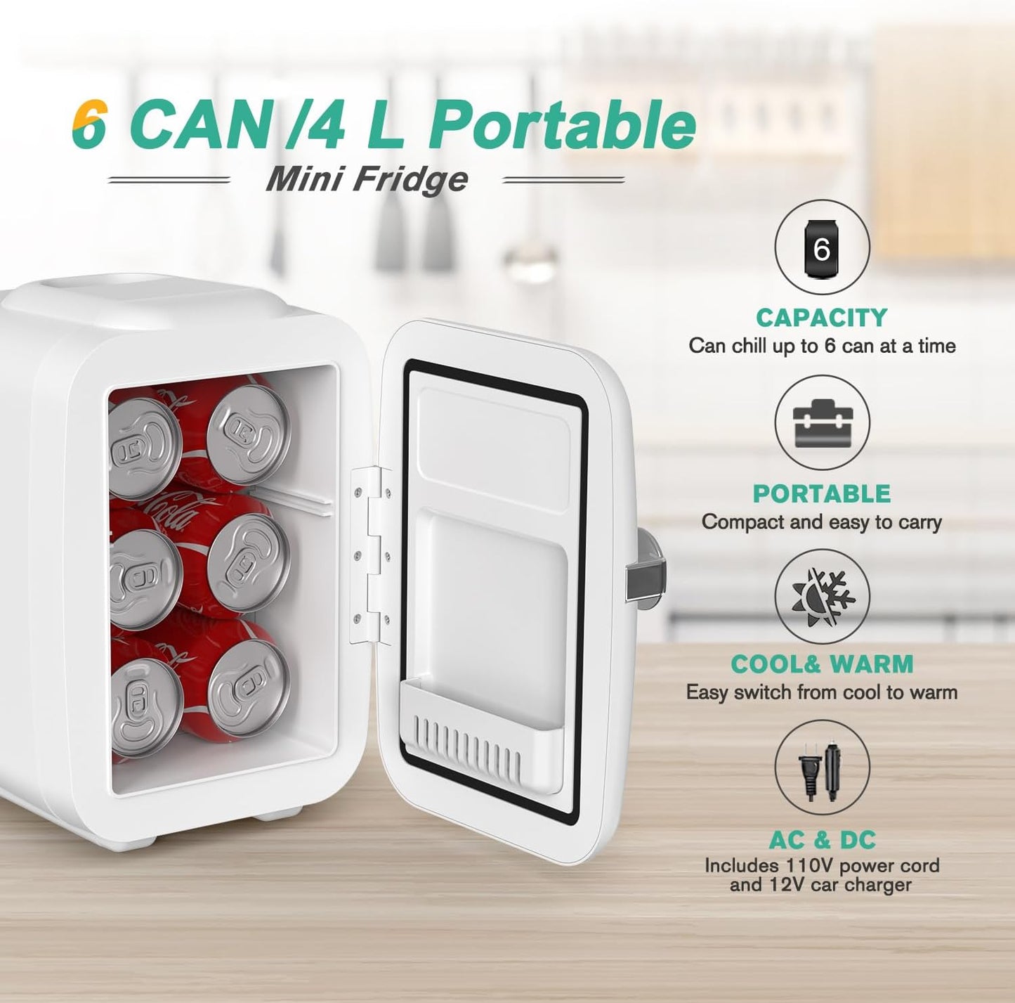 ❄️ Mini Fridge – 4L Portable Cooler & Warmer for Skincare, Snacks & Drinks | Compact Personal Fridge for Home, Office, Car & Travel | Multi-Color Options
