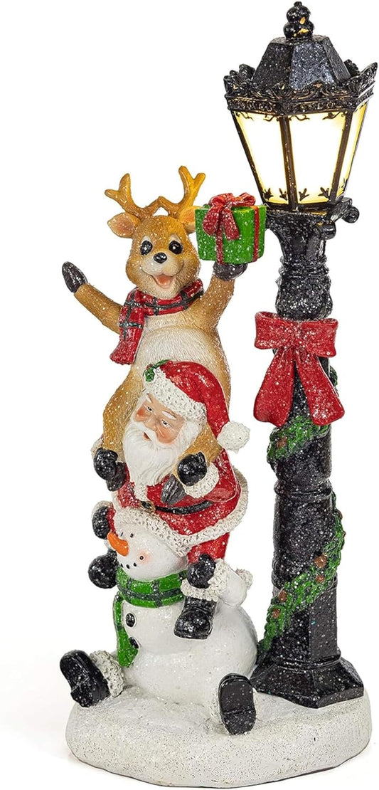 🎄 Christmas Figurines – Light-Up Resin Holiday Decorations with LED & Fiber Optic Accents for Indoor Display