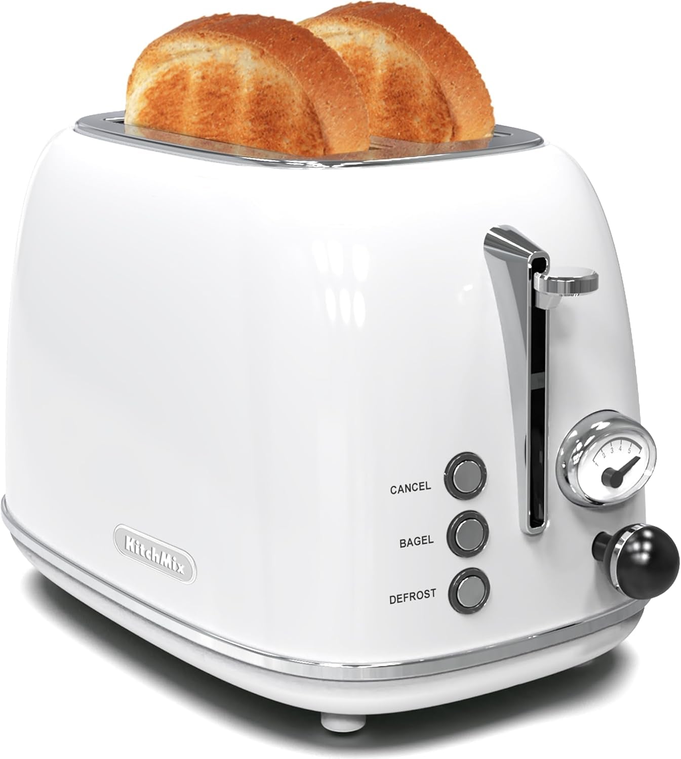 Retro Toaster – 2-Slice Stainless Steel with Wide Slots & Mood Settings