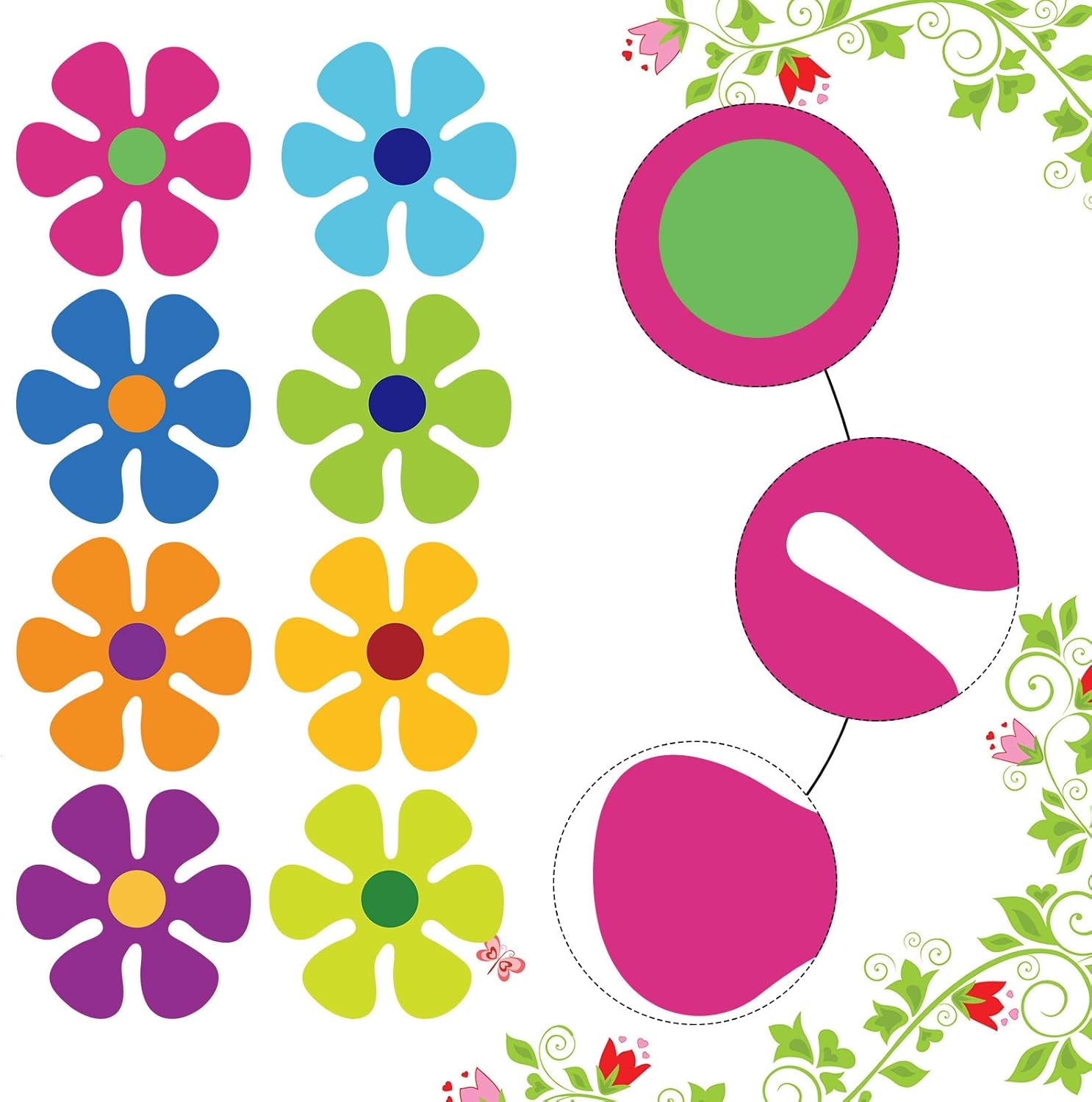 Retro Flower Power Magnets – Groovy 60s Cutouts for Car, Home & Whiteboard Decor (16-Pack)